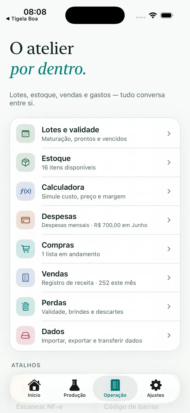 Operação e vendas