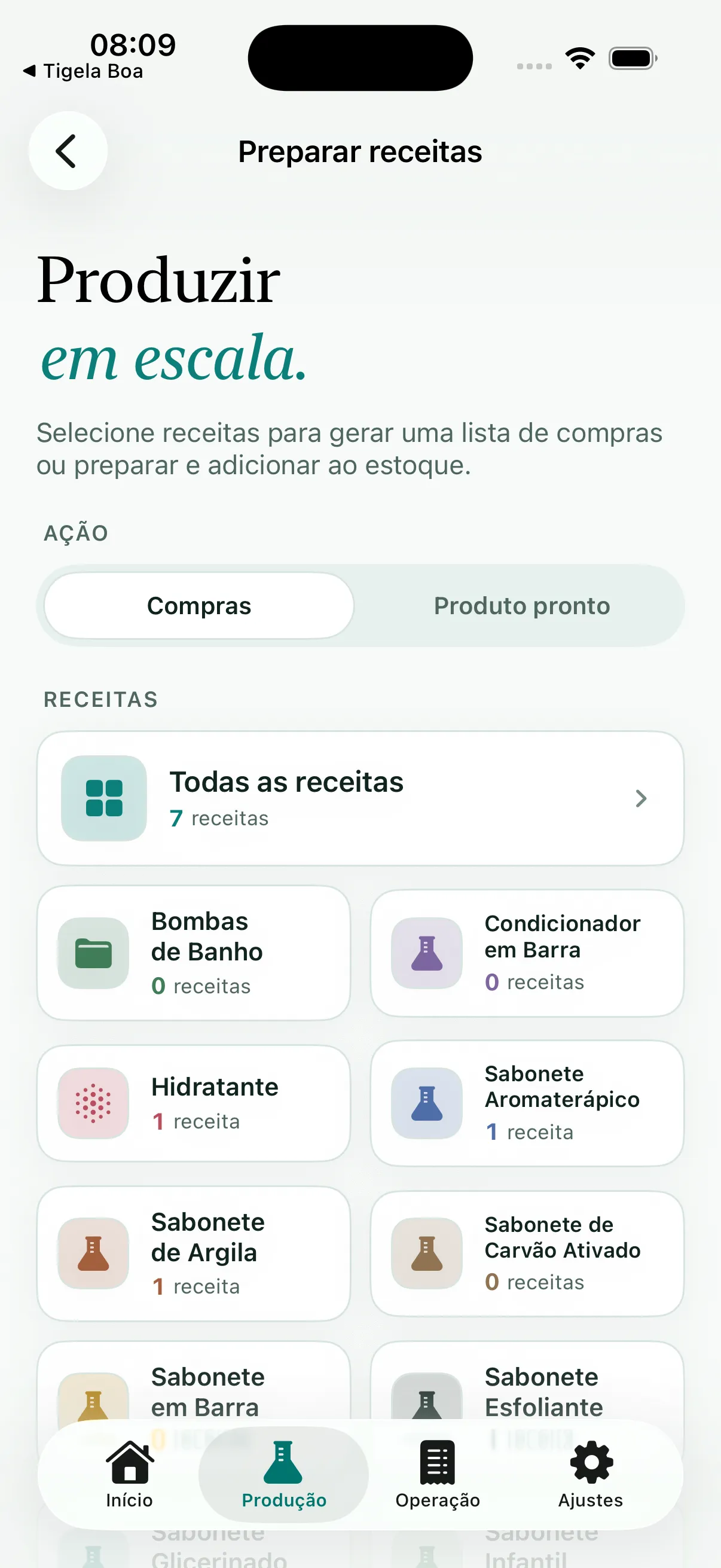 Artisan View: tela de receitas e fórmulas para sabonete artesanal